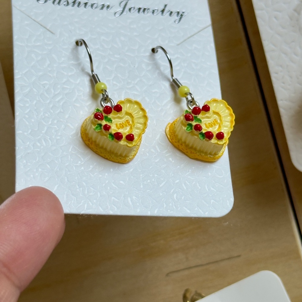 Yellow Heart Cake Dangle Earrings - Fashion Jewelry